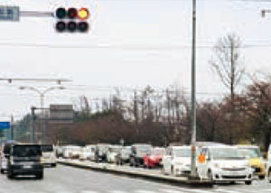 都田テクノロードにおける通勤時間帯の渋滞