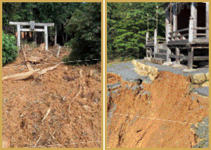 台風第15号で法面が崩壊した高根神社（浜北区尾野）